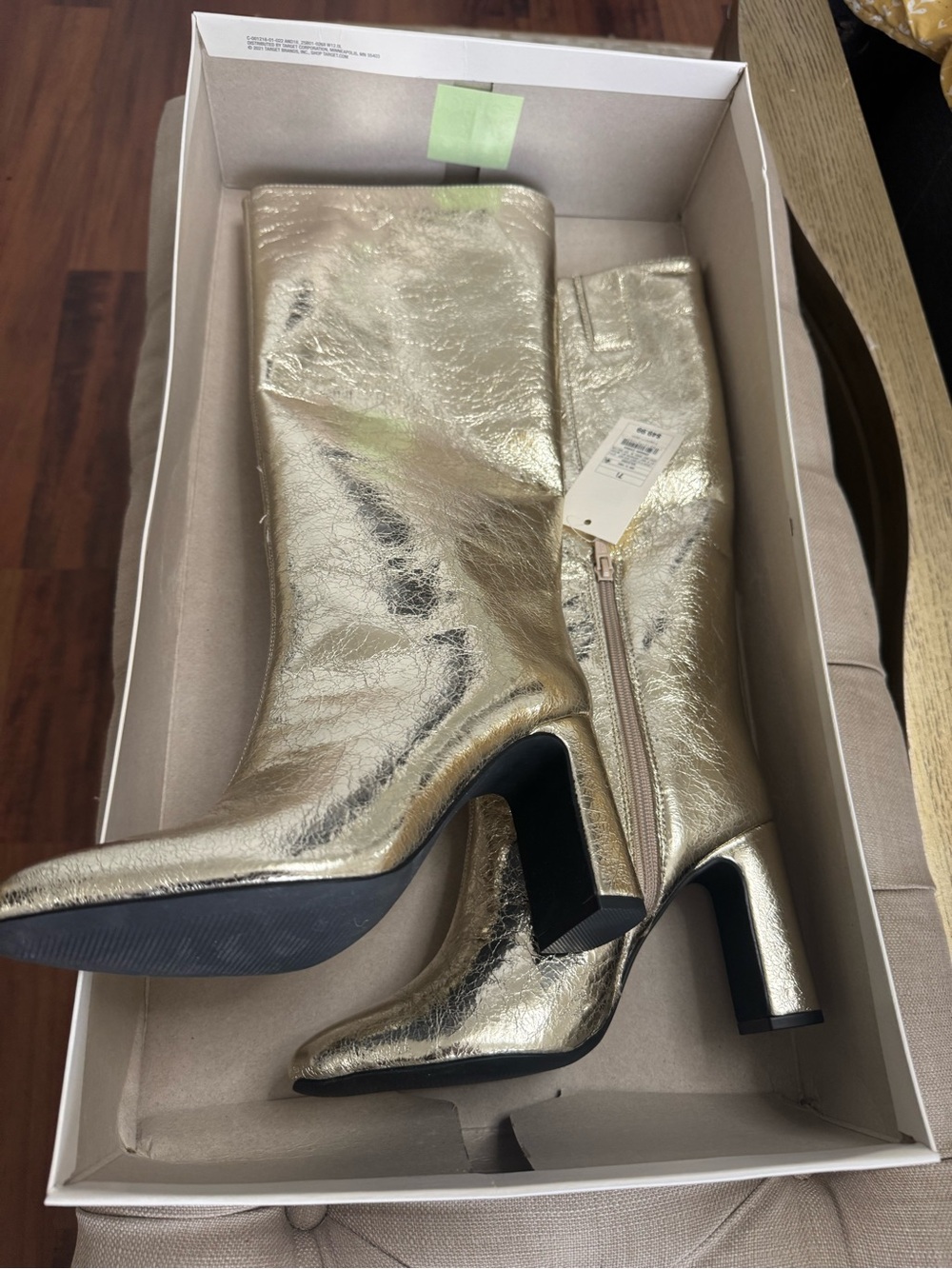 Metallic Gold Knee-High Women's Boots